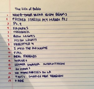 La tracklist rilasciata da Kanye West.